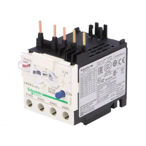 LR2K0303; Thermal relay; Series: TeSys K; Auxiliary contacts: NO + NC; SCHNEIDER ELECTRIC