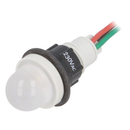 LRG-D16H-230ACWK; Indicator: LED; prominent; 230VAC; Cutout: Ø13mm; 300mm leads; POLAM-ELTA