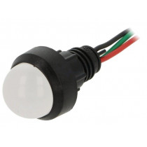 LRG-D20-230ACWK; Indicator: LED; prominent; 230VAC; Cutout: Ø13mm; IP40; 300mm leads; POLAM-ELTA
