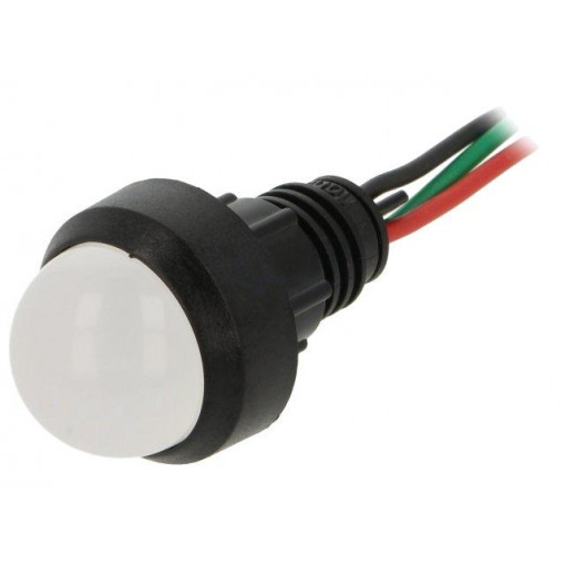 LRG-D20-230ACWK; Indicator: LED; prominent; 230VAC; Cutout: Ø13mm; IP40; 300mm leads; POLAM-ELTA