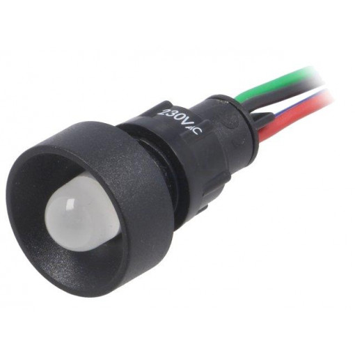LRGB-D10-230ACWK; Indicator: LED; recessed; 230VAC; Cutout: Ø13mm; IP40; 300mm leads; POLAM-ELTA