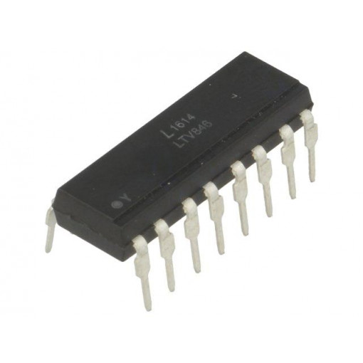 LTV-846; Optocoupler; THT; Channels: 4; Out: transistor; Uinsul: 5kV; Uce: 80V; LITEON