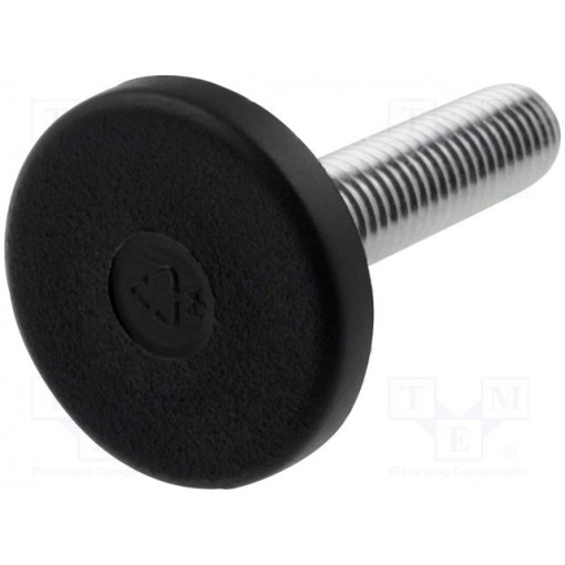 431051; Foot of pin; rigid; Base dia: 30mm; M6; polyamide; H: 12mm; 1500N; ELESA+GANTER