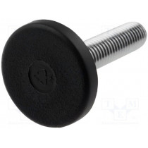 431065; Foot of pin; rigid; Base dia: 30mm; M8; polyamide; H: 12mm; 2500N; ELESA+GANTER