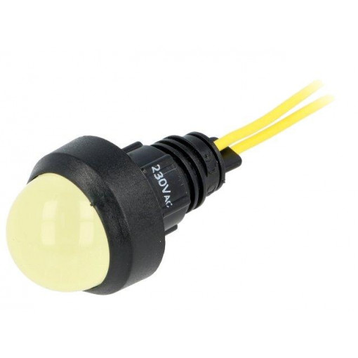 LY-D20-230AC; Indicator: LED; prominent; 230VAC; Cutout: Ø13mm; IP40; 300mm leads; POLAM-ELTA