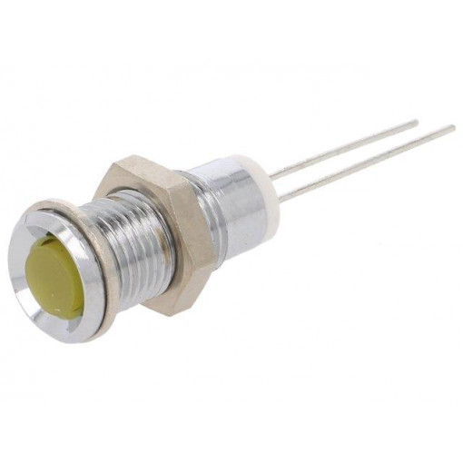 M.5030Y; Indicator: LED; prominent; Cutout: Ø8mm; for PCB; brass; ØLED: 5mm; MENTOR