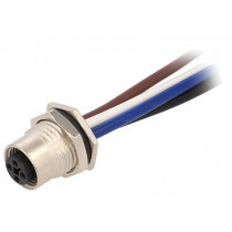 M12T-04PFFS-SF8B15; Socket; M12; PIN: 4; female; T code-Power; cables; IP67; 12A; 1.5mm2; AMPHENOL