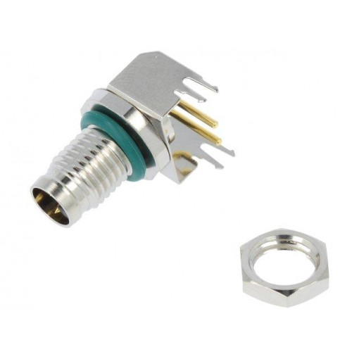 M8AS-02PMMR-SF8001; Connector: M8; male; PIN: 2; angled 90°; on PCBs; socket; 4A; IP68; AMPHENOL