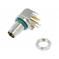 M8AS-03PMMR-SF8001; Connector: M8; male; PIN: 3; angled 90°; on PCBs; socket; 4A; IP68; AMPHENOL
