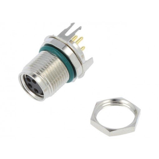 M8S-04PFFP-SF8001; Connector: M8; female; PIN: 4; straight; on PCBs; socket; 4A; IP68; AMPHENOL