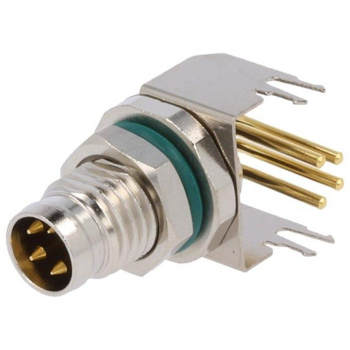 M8S-04PMMR-SF8001; Connector: M8; male; PIN: 4; angled 90°; socket; 4A; IP68; 30V; metal; AMPHENOL