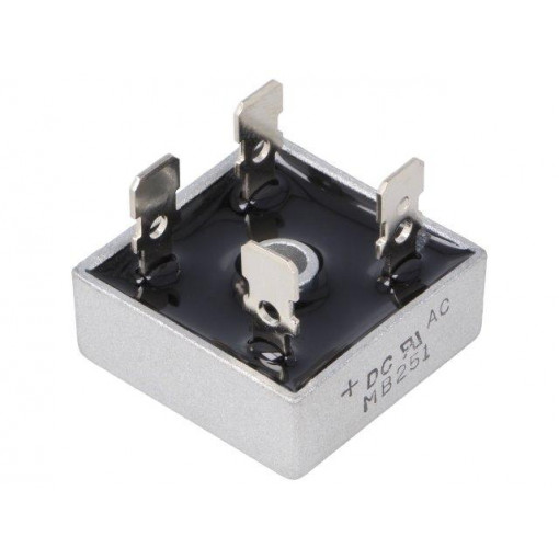 MB251; Single-phase bridge rectifier; Urmax: 100V; If: 25A; Ifsm: 400A; DC COMPONENTS