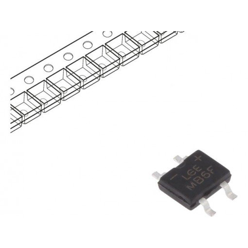 MB6F; Single-phase bridge rectifier; Urmax: 600V; If: 0.5A; Ifsm: 35A; LUGUANG ELECTRONIC