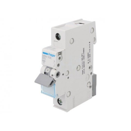 MBN110E; Circuit breaker; 230VAC; Inom: 10A; Poles: 1; DIN; Charact: B; 6kA; HAGER