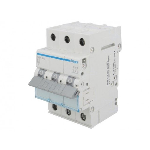 MBN310E; Circuit breaker; 400VAC; Inom: 10A; Poles: 3; DIN; Charact: B; 6kA; HAGER