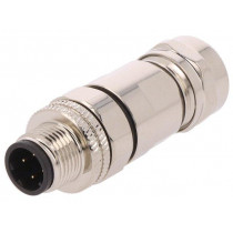 PXMBNI12FIM04DSCPG9; Plug; M12; PIN: 4; male; D code-Ethernet; for cable; soldered; IP67; BULGIN