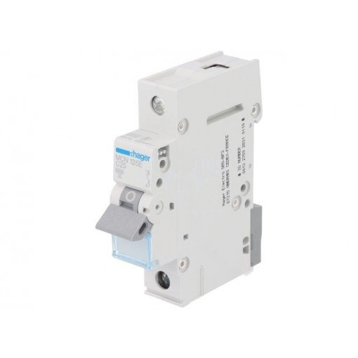 MCN125E; Circuit breaker; 230VAC; Inom: 25A; Poles: 1; DIN; Charact: C; 6kA; HAGER