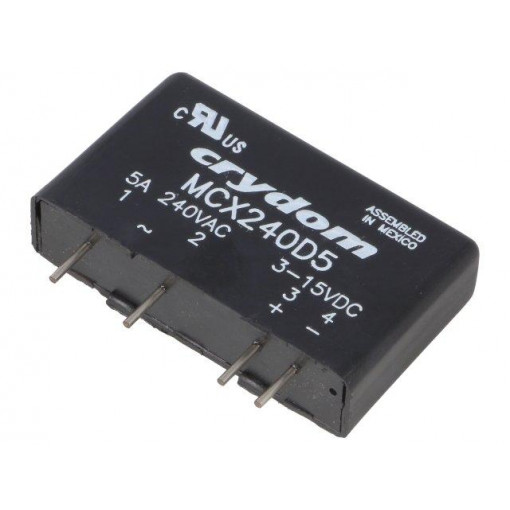 MCX240D5; Relay: solid state; Ucntrl: 3÷15VDC; 5A; 12÷280VAC; THT; SIP; CRYDOM