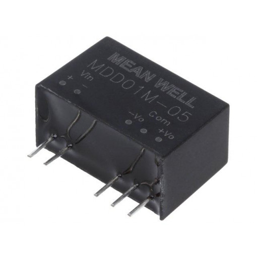 MDD01M-05; Converter: DC/DC; 1W; Uin: 10.8÷13.2V; Uout: 5VDC; Uout2: -5VDC; SIP7; MEAN WELL