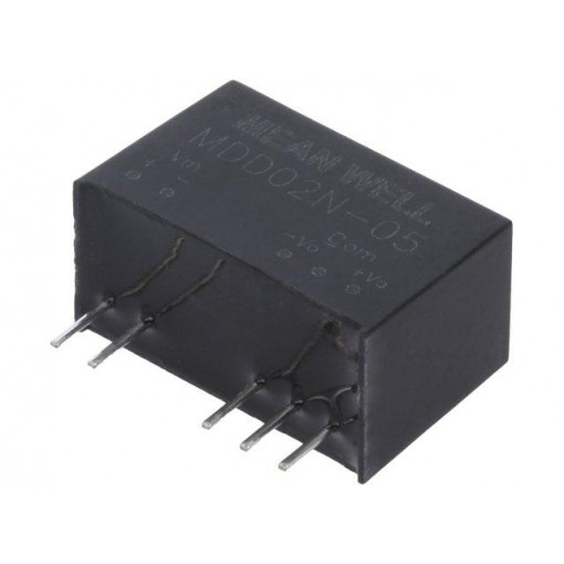 MDD02N-05; Converter: DC/DC; 2W; Uin: 21.6÷26.4V; Uout: 5VDC; Uout2: -5VDC; SIP7; MEAN WELL