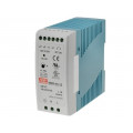 MDR-40-12; Power supply: switched-mode; 40W; 12VDC; 12÷15VDC; 3.33A; 300g; MEAN WELL
