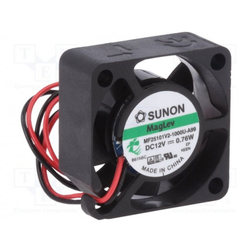 MF25101V2-1000U-A99; Fan: DC; axial; 12VDC; 25x25x10mm; 5.07m3/h; 16dBA; Vapo; 9600rpm; SUNON