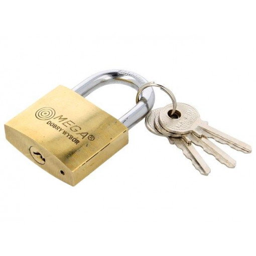 24240; Padlock; hardened shackle; Kind: shackle; Equipment: 3 keys; 40mm; MEGA