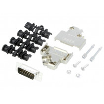 MHD45PK15-DB15PK; D-Sub; PIN: 15; plug; male; angled 45°; soldering; for cable; MH CONNECTORS