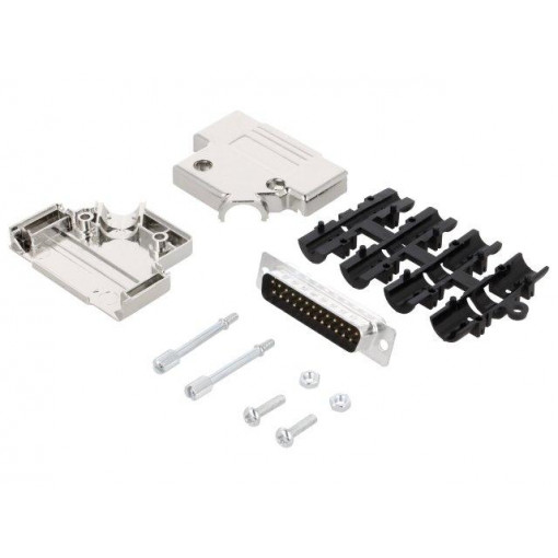 MHD45PK25-DB25PK; D-Sub; PIN: 25; plug; male; angled 45°; soldering; for cable; MH CONNECTORS