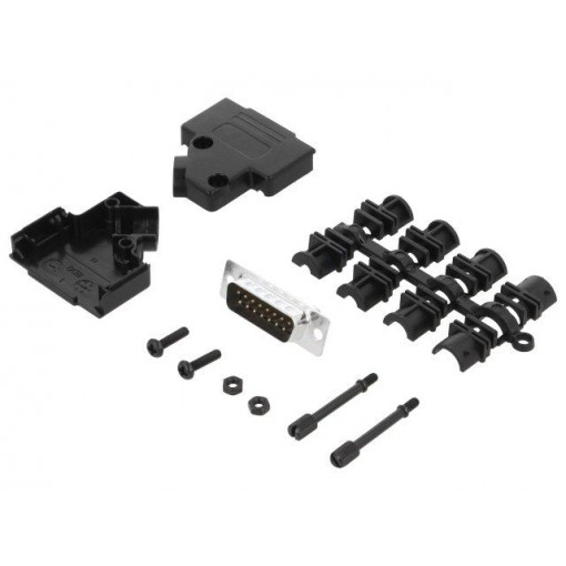 MHD45PPK15DB15PK; D-Sub; PIN: 15; plug; male; angled 45°; soldering; for cable; MH CONNECTORS