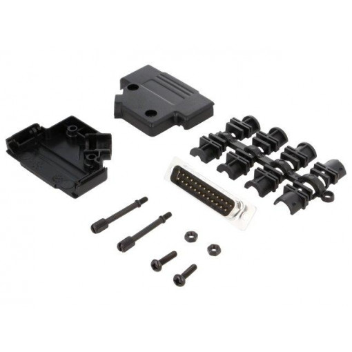 MHD45PPK25DB25PK; D-Sub; PIN: 25; plug; male; angled 45°; soldering; for cable; MH CONNECTORS