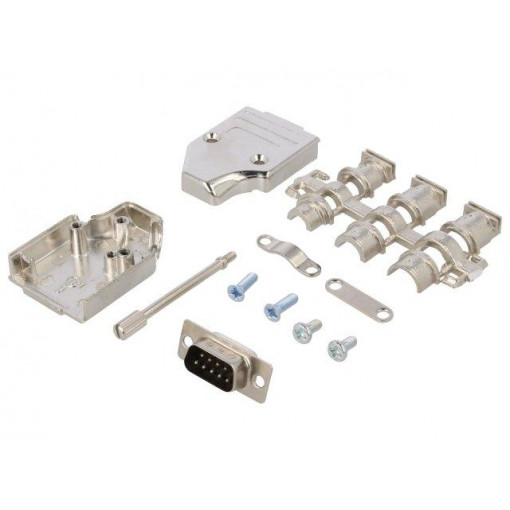 6355-0007-01; D-Sub; PIN: 9; plug; male; angled; soldering; for cable; black; ENCITECH 6355-0007-01; D-Sub; PIN: 9; plug; male; angled; soldering; for cable; black; ENCITECH