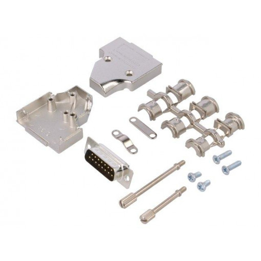 6355-0007-02; D-Sub; PIN: 15; plug; male; angled; soldering; for cable; black; ENCITECH 6355-0007-02; D-Sub; PIN: 15; plug; male; angled; soldering; for cable; black; ENCITECH