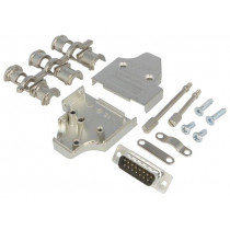 6355-0008-02; D-Sub; PIN: 15; plug; male; angled; soldering; for cable; black; ENCITECH 6355-0008-02; D-Sub; PIN: 15; plug; male; angled; soldering; for cable; black; ENCITECH