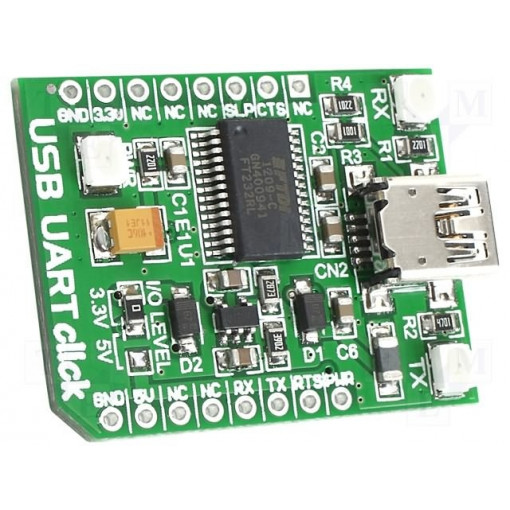 USB UART CLICK; Click board; interface; UART,USB; FT2232RL; mikroBUS connector; MIKROELEKTRONIKA
