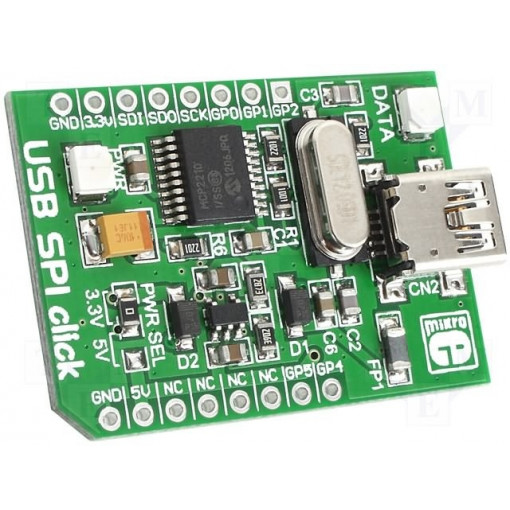 USB SPI CLICK; Click board; interface; SPI,USB; MCP2210; mikroBUS connector; MIKROELEKTRONIKA