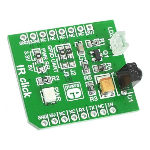 IR CLICK; Click board; IR transmitter,IR receiver; UART; QEE113,TSOP38338; MIKROELEKTRONIKA