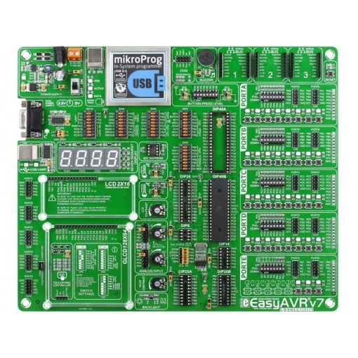 EASYAVR V7; Dev.kit: Microchip AVR; Family: ATMEGA,ATTINY; MIKROELEKTRONIKA