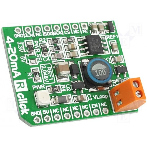 4-20MA R CLICK; Click board; converter; SPI; INA196,MCP3201,TPS61041; 3.3/5VDC; MIKROELEKTRONIKA 4-20MA R CLICK; Click board; converter; SPI; INA196,MCP3201,TPS61041; 3.3/5VDC; MIKROELEKTRONIKA