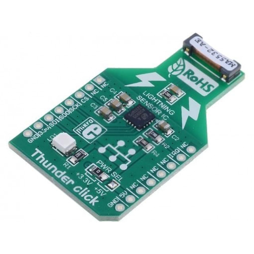 THUNDER CLICK; Click board; lightning detector; SPI; AS3935,MA5532; 3.3/5VDC; MIKROELEKTRONIKA