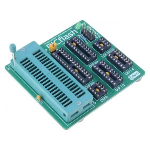 PICFLASH ADAPTER; Multiadapter; IDC10,ZIF 40pin socket; base board; MIKROELEKTRONIKA