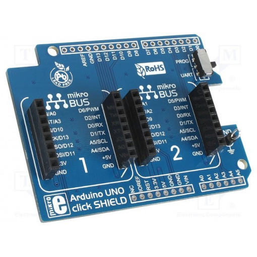 ARDUINO UNO CLICK SHIELD; Expander; mikroBUS socket; Add-on connectors: 2; prototype board; MIKROELEKTRONIKA