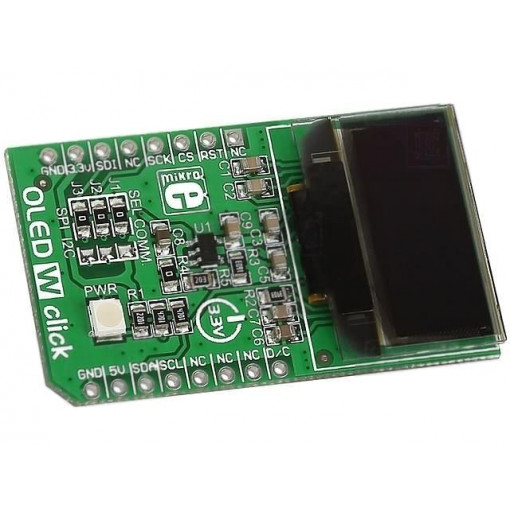 OLED W CLICK; Click board; OLED display; I2C,SPI; SSD1306; mikroBUS connector; MIKROELEKTRONIKA