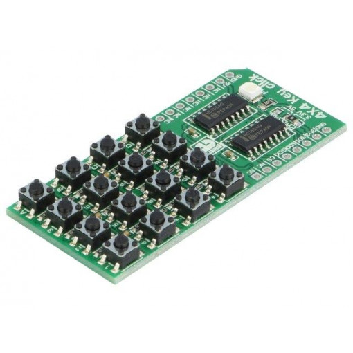 4X4 KEY CLICK; Click board; 16-button keypad; SPI; HC165AG; mikroBUS connector; MIKROELEKTRONIKA 4X4 KEY CLICK; Click board; 16-button keypad; SPI; HC165AG; mikroBUS connector; MIKROELEKTRONIKA