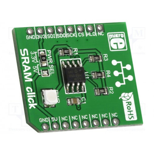 SRAM CLICK; Click board; SRAM memory; SPI; 23LC1024; mikroBUS connector; MIKROELEKTRONIKA