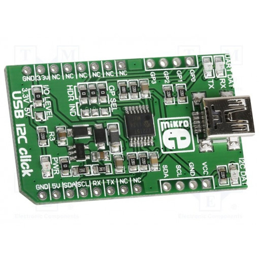 USB I2C CLICK; Click board; converter; GPIO,I2C,USB; MCP2221; 3.3/5VDC; MIKROELEKTRONIKA