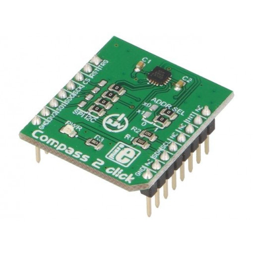 COMPASS 2 CLICK; Click board; magnetic field sensor; I2C,SPI; AK8963; 3.3VDC; MIKROELEKTRONIKA