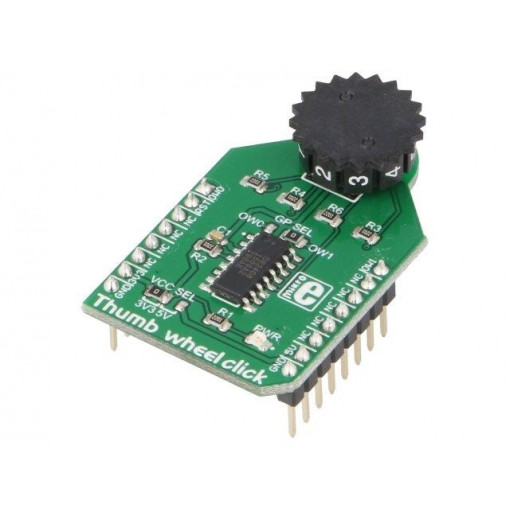THUMBWHEEL CLICK; Click board; 10-position rotary switch; 1-wire; DS2408; 3.3/5VDC; MIKROELEKTRONIKA