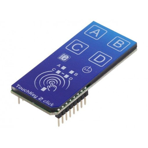 TOUCHKEY 2 CLICK; Click board; 4-button keypad; UART; ATTINY817; 3.3VDC; MIKROELEKTRONIKA