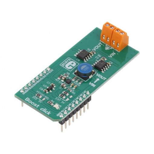 BOOST CLICK; Click board; voltage regulator; SPI; MIC2606; 3.3/5VDC; MIKROELEKTRONIKA
